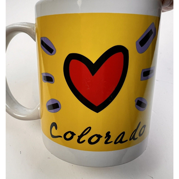 Colorado Coffee Mug State Souvenir Heart Mountains Drink Cup Yellow Ceramic - Picture 9 of 9